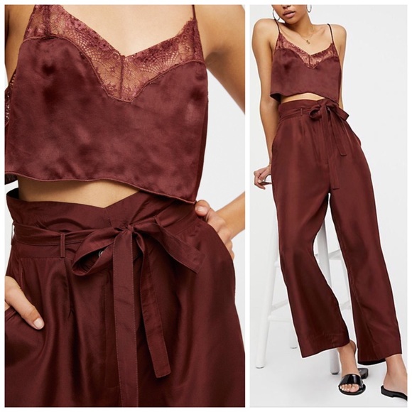 Free People Pants - FREE PEOPLE SILK HIGH WAIST PANTS